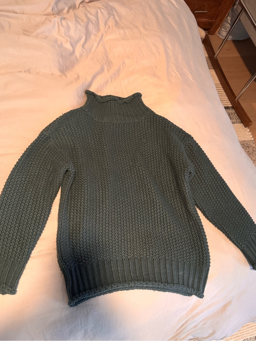 Women’s  Teal Mock Neck Chunky Knit Sweater
